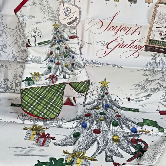 Michel Design Works Season’s Greetings Oven Mitt + Kitchen Towel (Cotton) - Picture 2 of 4